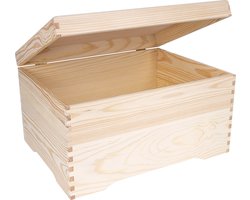 Creative Deco XXL Grote Houten Kist | 40 x 30,5 x 24 cm | Houdend, Hout, Gewoon, Onbeschilderd, Cadeau | met Deksel