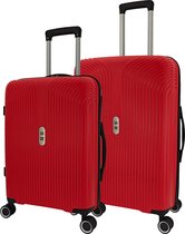 SB Travelbags 2 delige bagage kofferset 4 dubbele wielen trolley - Rood - 65cm/55cm - TSA slot
