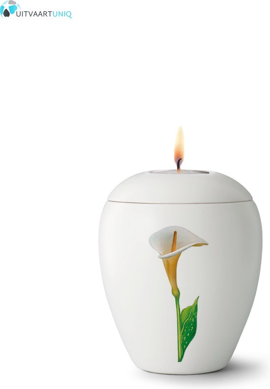 Mini calla urn met lichtje - Keramiek