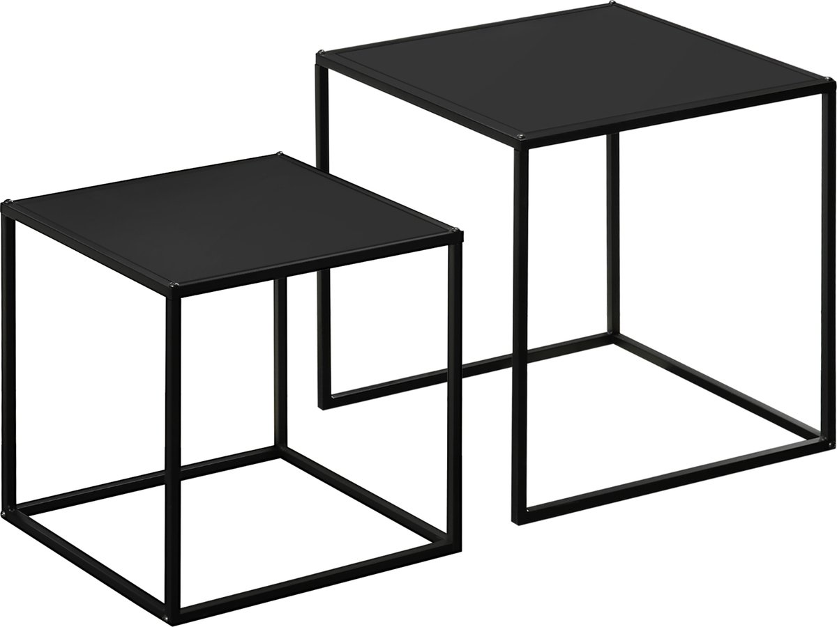 Homcom Salontafel Set van 2 - Bijzettafel - Bijzettafeltjes - Koffietafel - Zwart schwarz