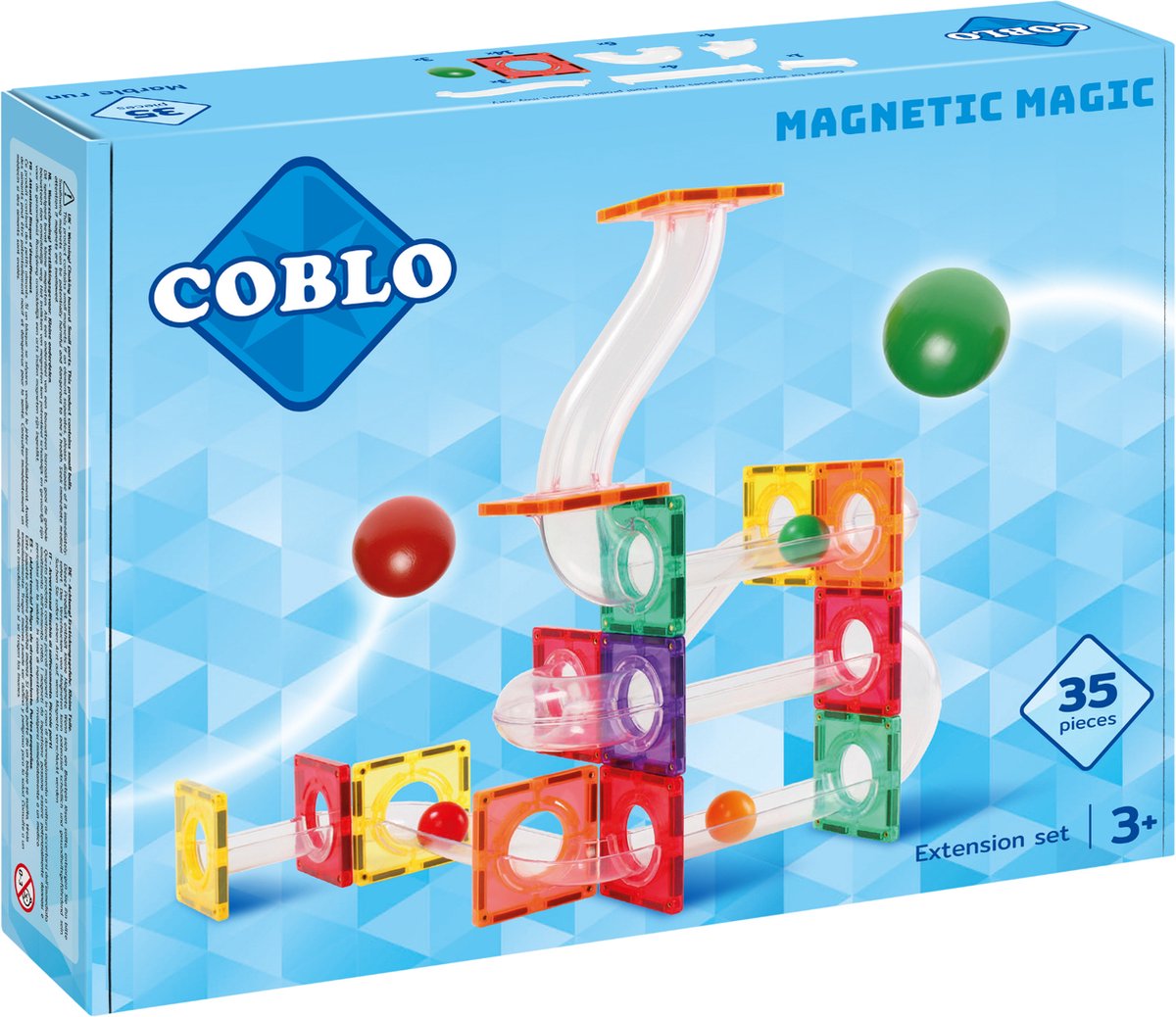 Coblo Classic Knikkerbaan Uitbreidingsset 35 stuks - Magnetisch speelgoed - Montessori speelgoed - Magnetische bouwstenen - STEM speelgoed - Cadeau kind - Speelgoed 3 jaar t/m 12 jaar