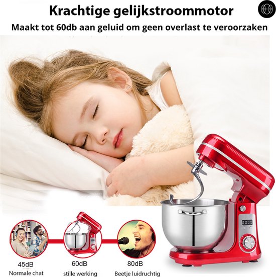 Boze® Deegmachine - Deegmixer - Kneedmachine - Rood/6L/3 Kopstukken/Biolomix van Boze — afbeelding 2