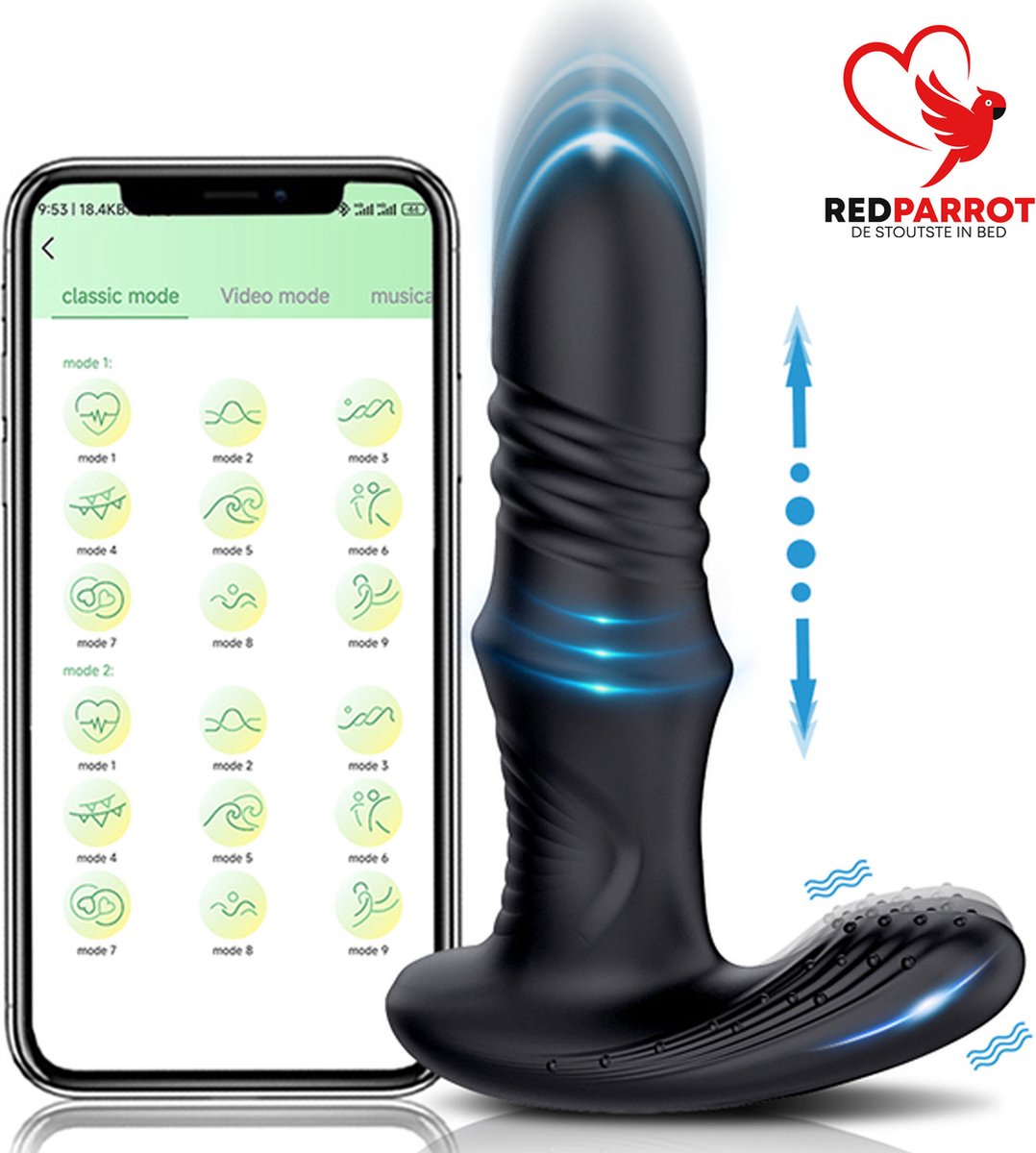 Goedkoopste Thursting telescoop buttplug - Anale en Vaginale vibrator - App bestuurbaar - 2 in 1 - Anaal plug - Luxe uitvoering