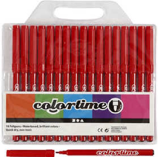 Colortime stift, rood, lijndikte 2 mm, 18 stuk