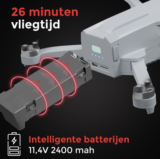 Tedroka C-Fly Drone met GPS 4K-camera | Vliegtijd van 52 minuten | FPV Borstelloze Drone | Professionele Drone | 4K UHD-video | inclusief 2 batterijen&draagbaretas en 64 GB SD kaart