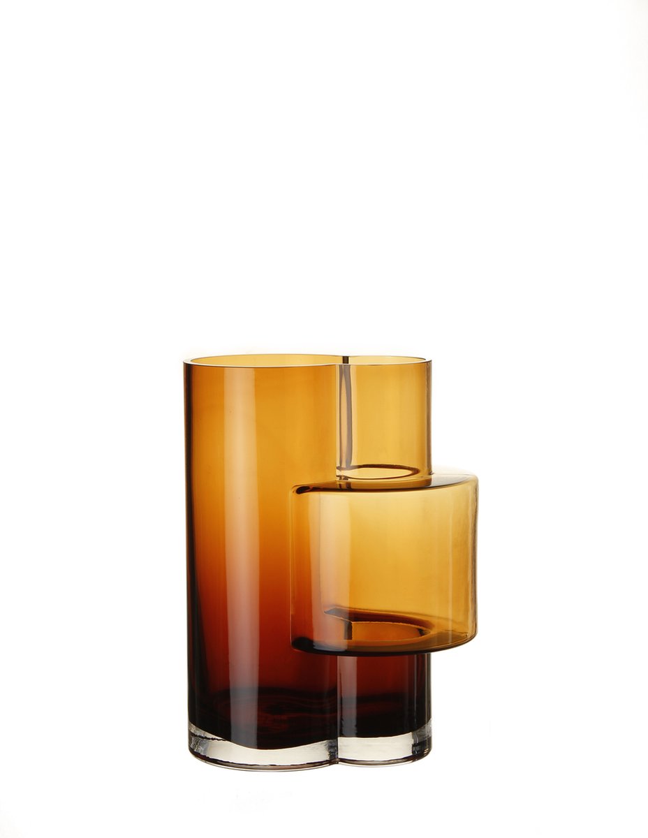 Innovatieve modernistische hoge vaas, topdesign, constructivistisch FUSIO 32 Amber