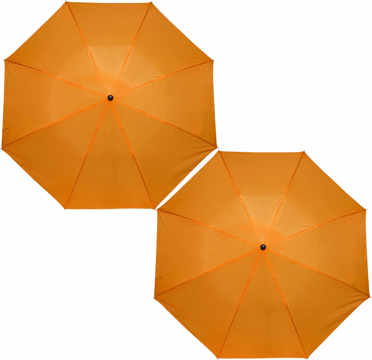 2x stuks kleine opvouwbare/inklapbare paraplus oranje 93 cm diameter - Regenbescherming