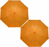 2x stuks kleine opvouwbare/inklapbare paraplus oranje 93 cm diameter - Regenbescherming