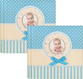 2x Fotoboek/fotoalbum Matilda baby jongetje met 30 paginas blauw - 31 x 31 x 3,5 cm - Babyfotos - Babyalbum