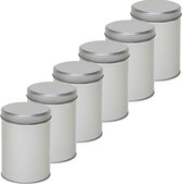 6x Boîte de rangement ronde argentée / Boîte de rangement 13 cm - Dosettes / tasses à café argentées Boîte de rangement - Boîtes de rangement