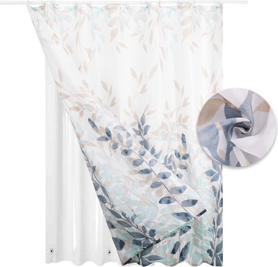 Douchegordijn 2in1 set, basisliner van PEVA met magneet en digitale