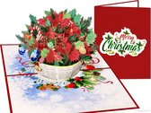 Popcards popupkaarten – Kerstkaart met Kerstmand vol Kerststerren en Kerstversieringen pop-up kaart 3D wenskaart
