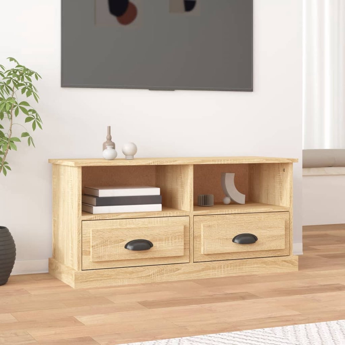 vidaXL - Tv-meubel - 93x35,5x45 - cm - bewerkt - hout - sonoma - eikenkleurig