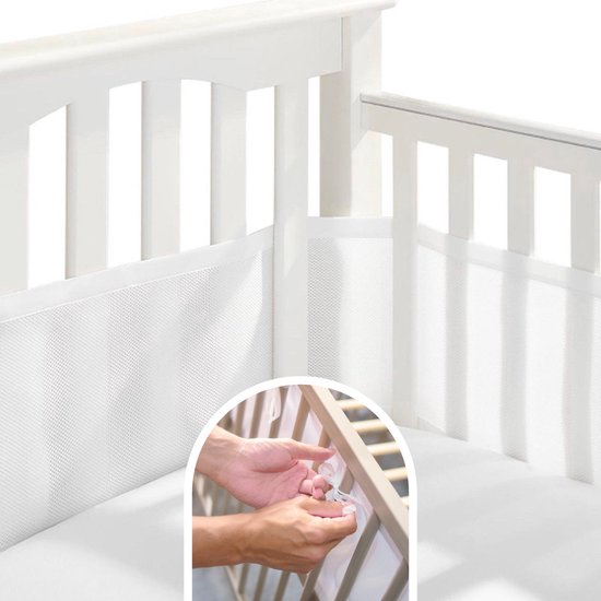 Baboe Baby Bedomrander - Bedbumper Ledikant - Wit - Set van 2 - 335x30 & 158x30cm