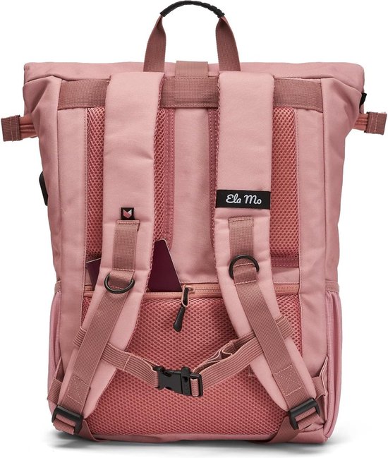 Ela Mo Schoolrugzak voor dames, Rolltop, mooi, comfortabel en verfijnd, 18 liter, L