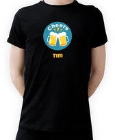 T-shirt met naam Tim|Fotofabriek T-shirt Cheers |Zwart T-shirt maat XL| T-shirt met print (XL)(Unisex)