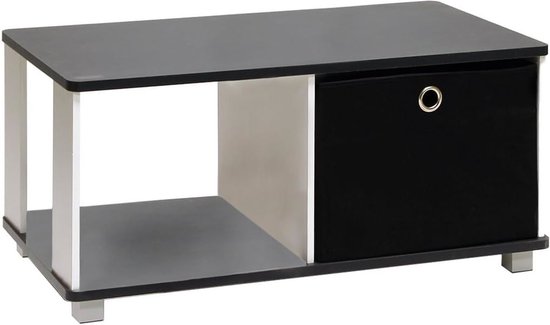 Home salontafel met sleuf, houtcomposietmateriaal, pvc-buizen en vliescontainers, zwart, 40,01 x 40,01 x 34,93 cm