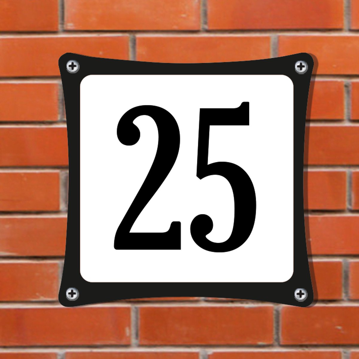 Decoporta Huisnummerbord Emaille-Look - Nummer 25 - Standaard - 10 x 10 cm | incl. schroeven
