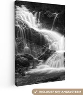 Canvas schilderij - Waterval - Stenen - Natuur - Foto op canvas - Canvasdoek - 20x30 cm - Schilderijen op canvas