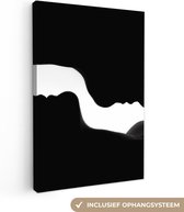 Canvas schilderij - Silhouet - Lichaam - Zwart - Wit - Foto op canvas - canvasdoek - 60x90 cm - Schilderij abstract