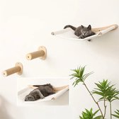 Katten klimmuur 3-Delig incl. kattenhangmat – kat klim muur plankjes wand krabpaal - wandmeubel kattentunnel kattenmand