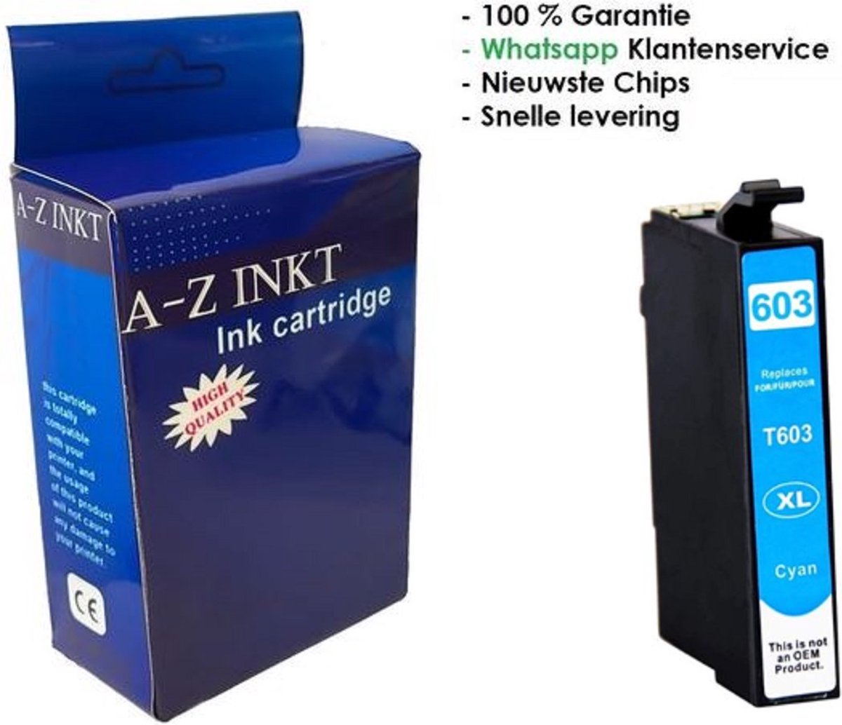 AtotZinkt inkt cartridges voor Epson 603 XL C Cyaan 1 x Blauwe cartridge voor Epson Expression Home XP-2105 XP-3100 XP-3105 XP-4100 XP-4105 Workforce WF-2830DWF WF-2835DWF