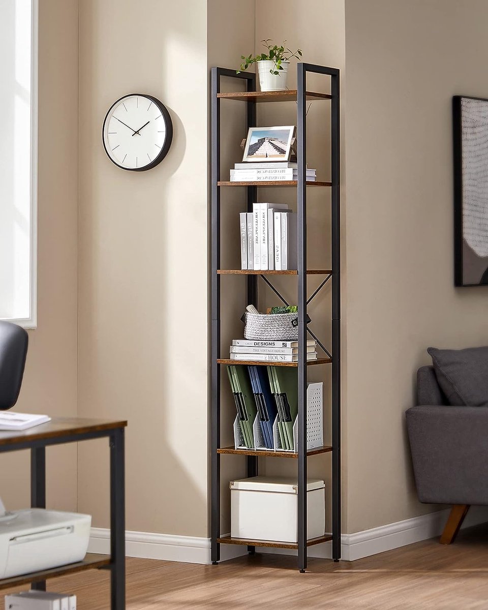 FurnStar Boekenkast met 6 vakken - 40x30x187.5 cm - Bruin