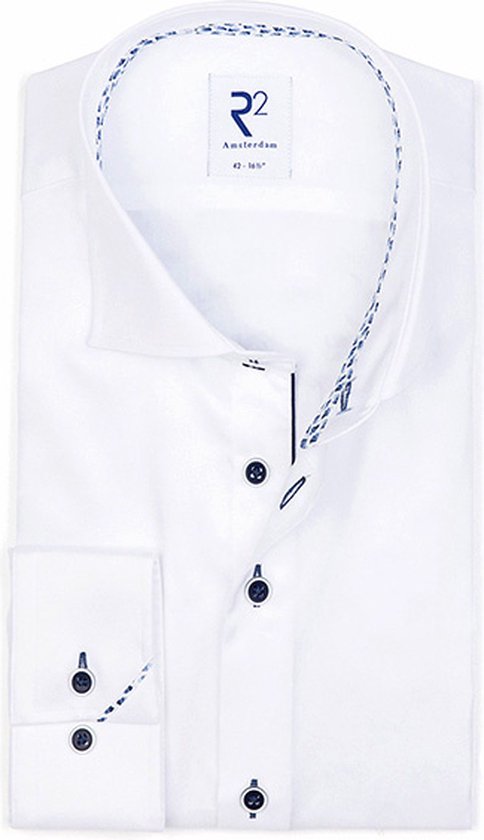 R2 Amsterdam - Chemise Twill Wit - Taille 44 - Coupe moderne