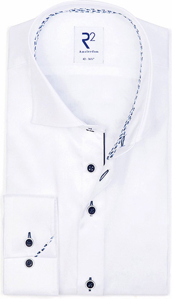 R2 Overhemd Twill Wit - Maat 44 - Heren - Overhemden Formeel