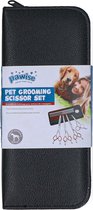 Pawise Huisdieren Grooming Scissor Set – Hondenscharen Set – Verzorgingsscharen Hondenschaar - Trimset voor honden - Trimscharen in etui - 5-Delig - Zwart