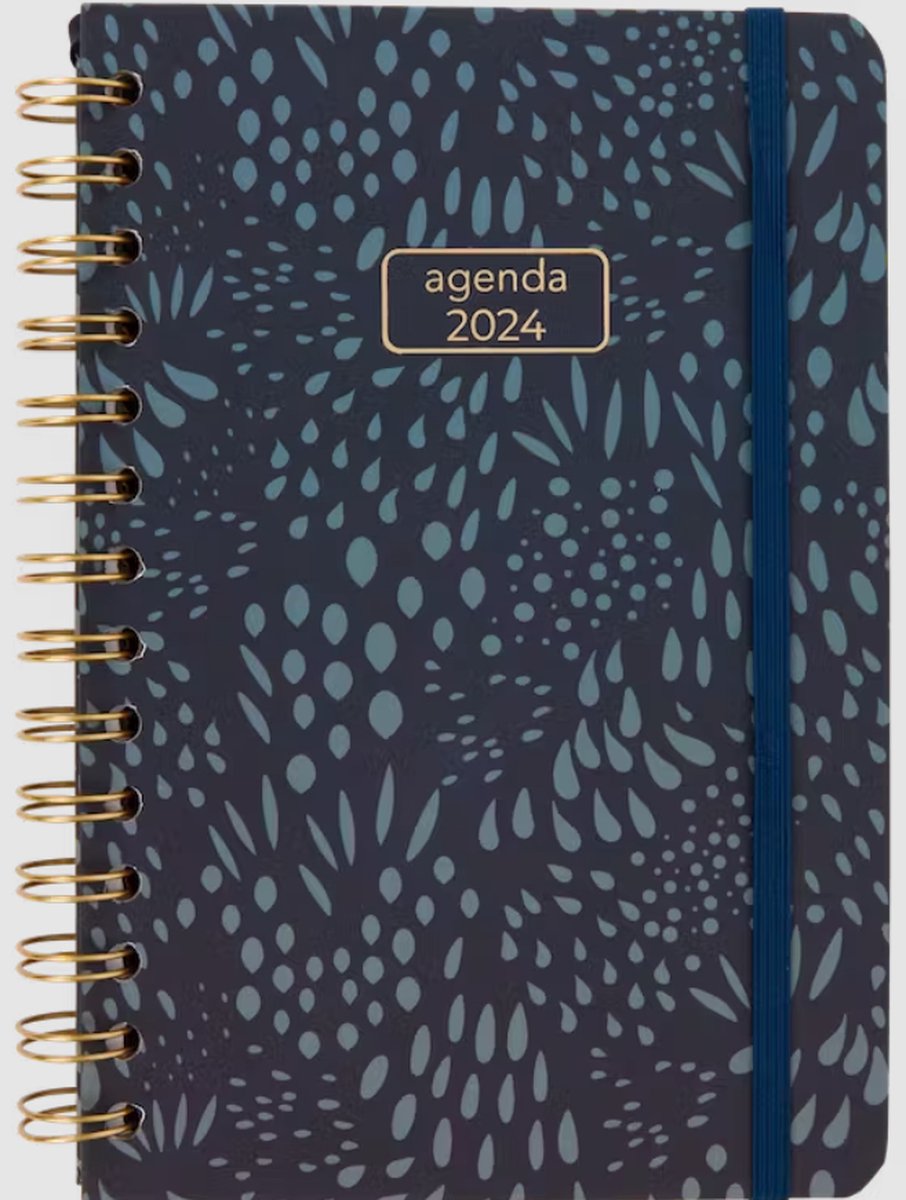 Agenda organisateur 2024 imprime fleur vintage bureau spirale