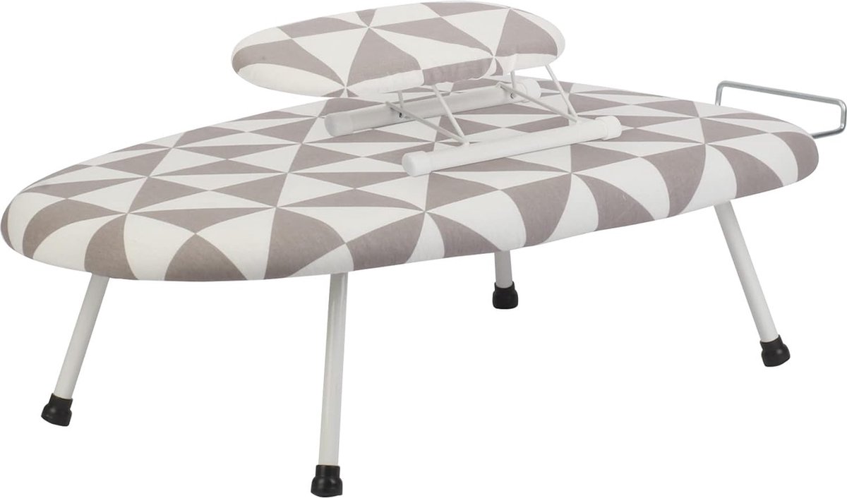 Goedkoopste Kleine strijkplank met mini-hoes strijkplank, 60 x 37 cm, extra lang, tafelstrijkplank, inklapbare poten, kleine strijkplanken met haken, strijkplanktafel voor eenvoudig opbergen (dambord