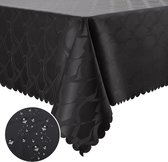 Nappe lavable effet lotus de haute qualité (350 g/m²) rectangulaire 100 x 140 cm Nappe ornements hydrofuge linge de table anti-taches facile d'entretien noir