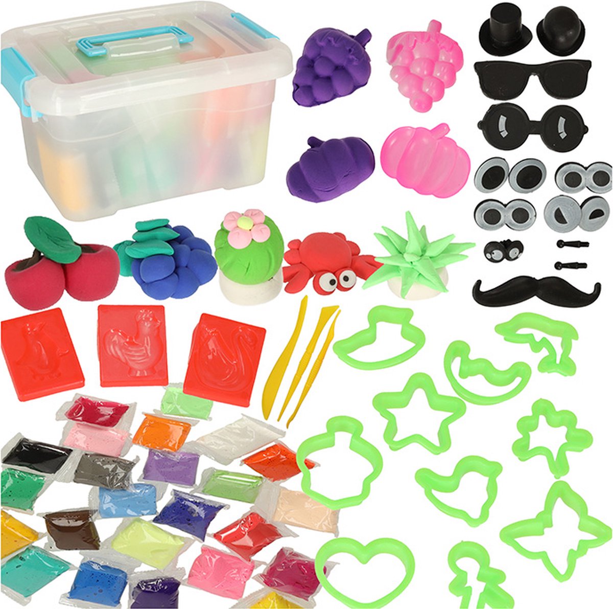 Playos® - Polymeer Klei - 24 Kleuren - Starters Kit - met Gereedschap en Accessoires - in Opbergdoos - Boetseerklei - Afbak Klei - Boetseren - Kinderen en Volwassenen - Polymer Clay - Magisch klei - Speelset - Hobbypakket - Playos