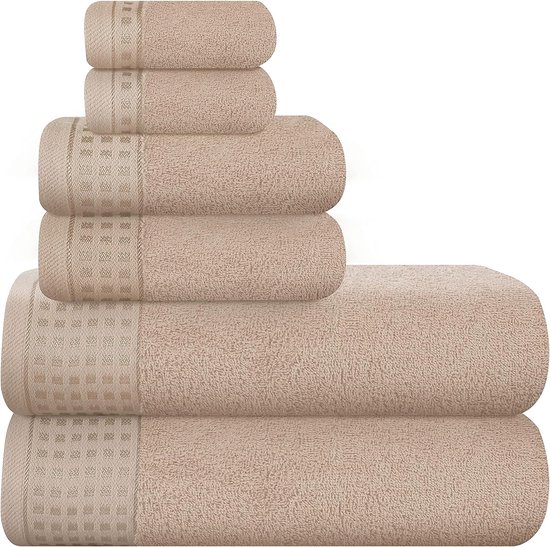 Ultrazachte katoenen handdoekenset van 6 stuks, inclusief 2 extra grote badhanddoeken 70 x 140 cm, 2 handdoeken 40 x 60 cm en 2 wasbedden 30 x 30 cm, milieuvriendelijk en 100% recyclebaar, bruinen