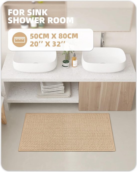COLOR&GEOMETRY Zwart badkamertapijt, antislip, zacht, wasbaar, absorberend, voor badkamer, douche, wastafel, 50 x 80 cm