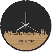 Skyline Klok Rond Hoensbroek Bamboe hout - Ø 44 cm - Stil uurwerk - Wanddecoratie - Meer steden beschikbaar - Woonkamer idee - Woondecoratie - City Art - Steden kunst - Cadeau voor hem - Cadeau voor haar - Jubileum - Trouwerij - Housewarming -