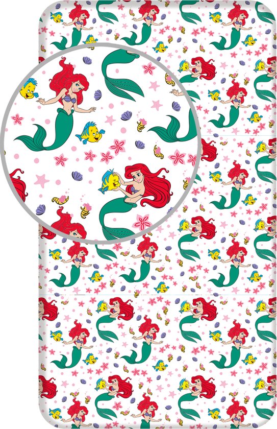 Disney De Kleine Zeemeermin Hoeslaken Ocean - Eenpersoons - 90 x 190/200cm - Katoen