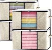 Opbergtas, 4 stuks, opbergdozen met deksel, groot, kledingopslag, verhuisdozen, opvouwbare opbergdozen voor kleding, dekbedden, dekens, kledingkast, organizer, beige