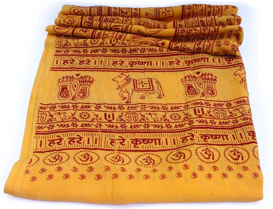 Meditatie omslagdoek met mantra Maha, XL, 220 x 106 cm, oranje — afbeelding 2