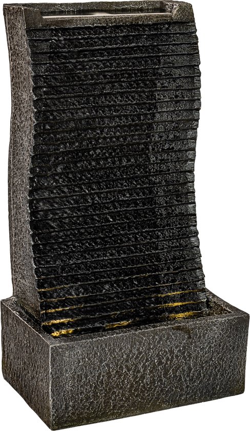 Dobar Grande Fontaine De Jardin Avec Pompe Et LED - Polyrésine Grise 38.7 X 32.3 X 80.3 Cm