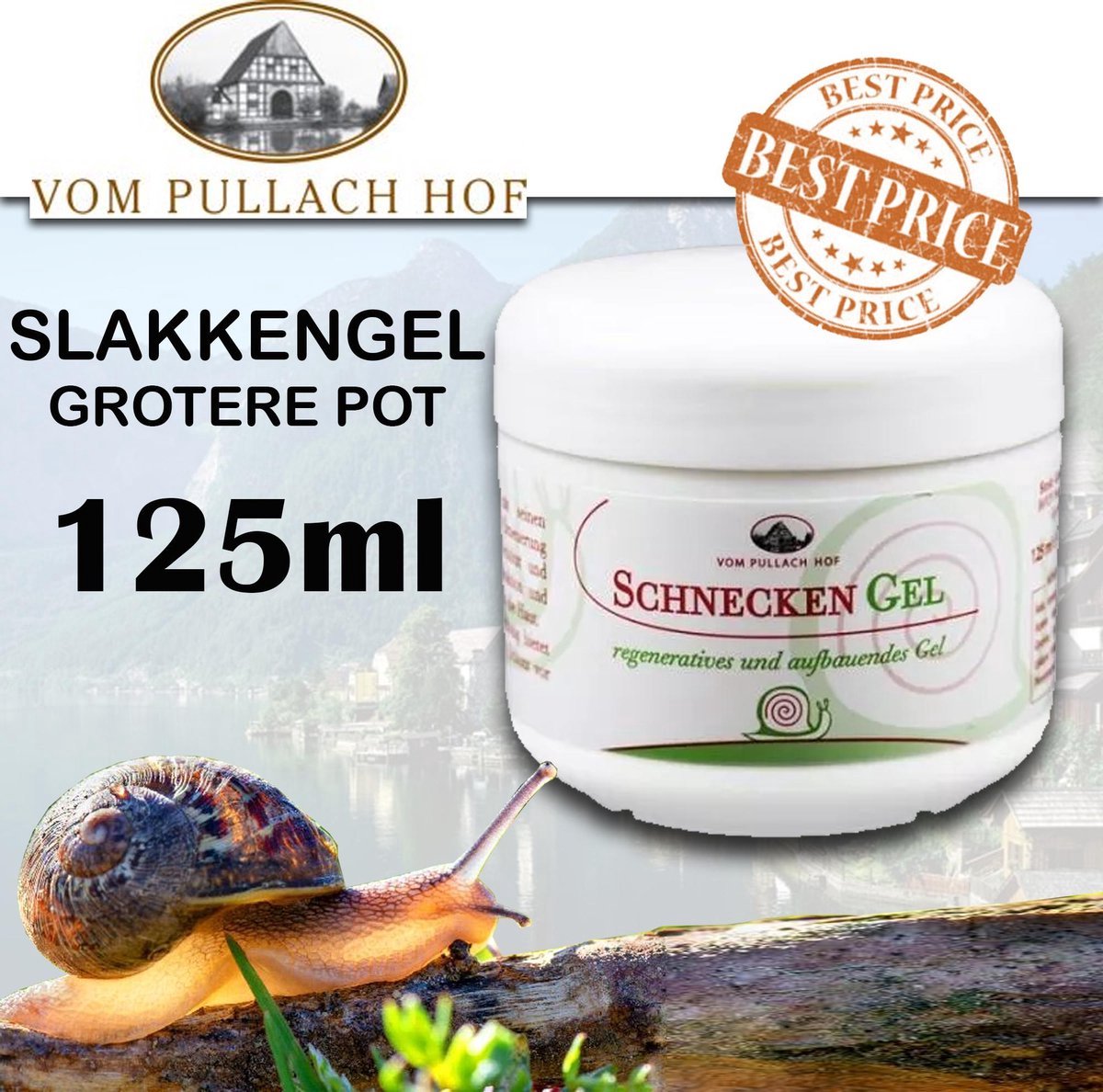Slakkensgel - Pullach Hof - Uit Duitsland - 125ml -Helpt bij cellulite - Sinaasappelhuid, Bodygels