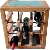 Wijnrek-Botenhout-9 flessen-stapelbaar-Teakhout-Koloniaal Teakhuis