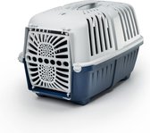 Transportbox voor honden en katten van kunststof, dierentransportbox, box voor kleine dieren, 48 x 31,5 x 33 cm, donkerblauw