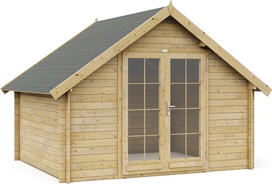 Interflex tuinhuis - blokhut - geïmpregneerd hout - inclusief dakbedekking- 3530K