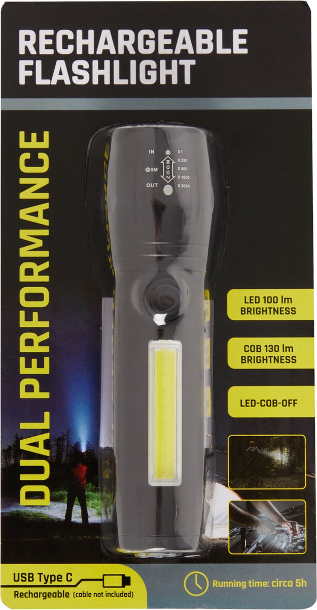 zaklamp rechargeable flashlight dual performance