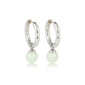 My Bendel - Zilverkleurige Oorbel Amazonite Edelstenen Balletje - Amazonite Zilverkleurige Oorringen: Natuurlijke Elegantie - met Luxe Cadeauverpakking | Sieraden Voor Dames