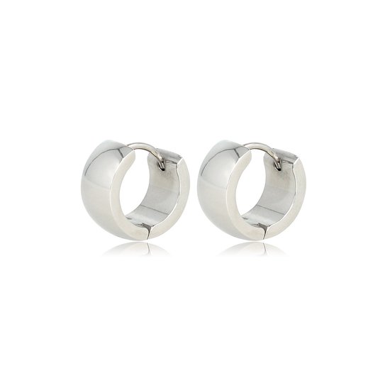 Edelstalen oorring 7mm x 9mm - Zilverkleurige brede kleine oorringen 7x9 mm - Met luxe cadeauverpakking