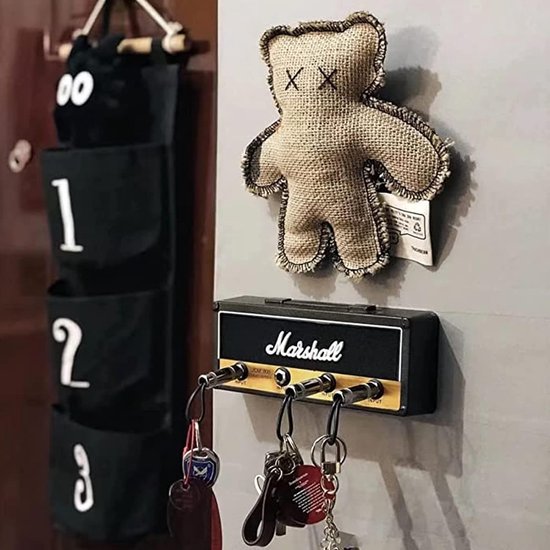 Marshall Porte-clés mural JCM800 Porte-clés de guitare Crochet Porte-clés  Maison Fixation avec 4 porte-clés Porte-clés, Noir 