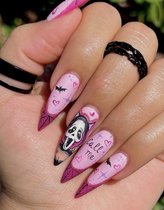 Nepnagels - Plaknagels - Roze - Halloween - Ovaal - lang - Halloween nagels